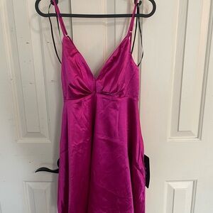 Lulu's Fuchsia Satin Mini Dress
